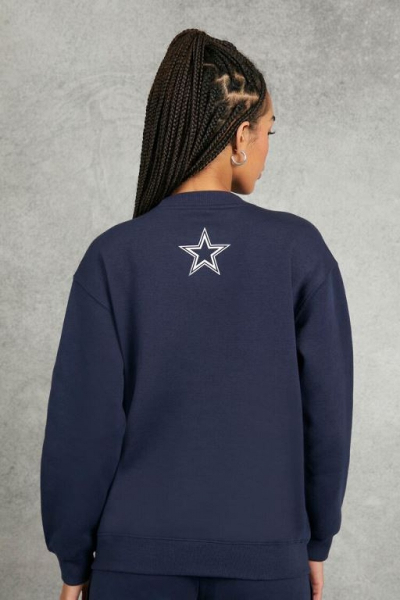 Pullover Forever 21 Dallas Cowboys Estampadas Mujer Azul Marino Blancas | P0jZBZbjovC