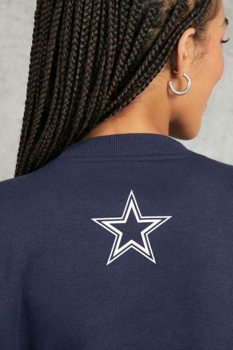 Pullover Forever 21 Dallas Cowboys Estampadas Mujer Azul Marino Blancas | P0jZBZbjovC