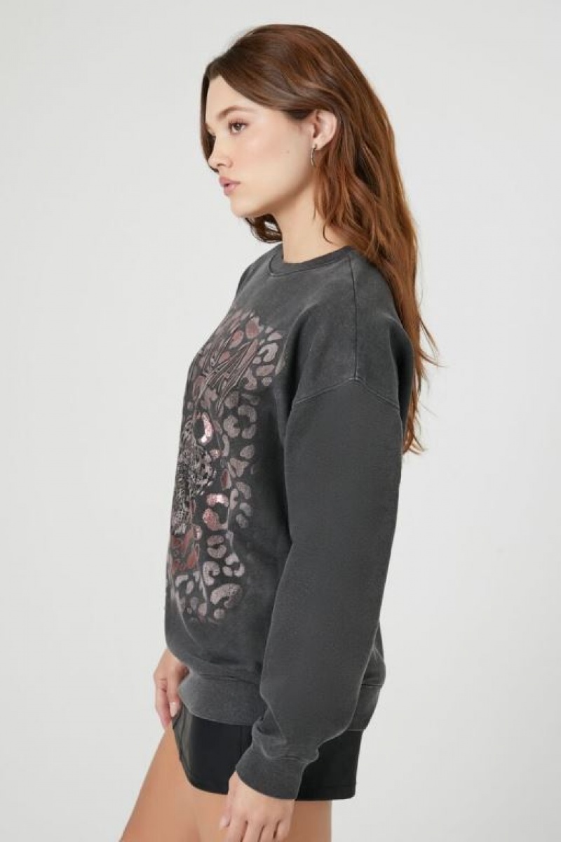 Pullover Forever 21 Def Leppard Estampadas Mujer Gris Multicolor | n3rW3Ntv99u