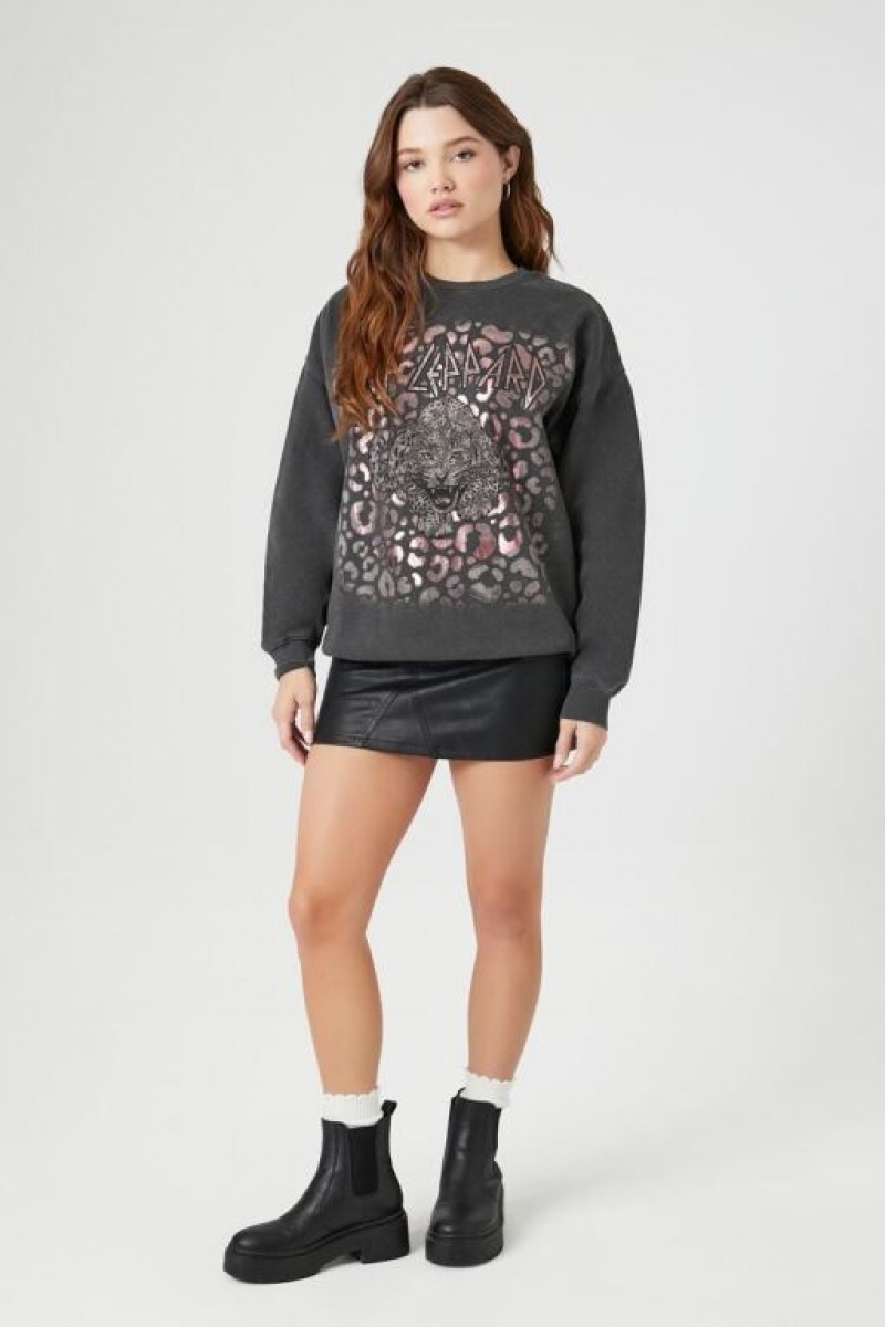 Pullover Forever 21 Def Leppard Estampadas Mujer Gris Multicolor | n3rW3Ntv99u