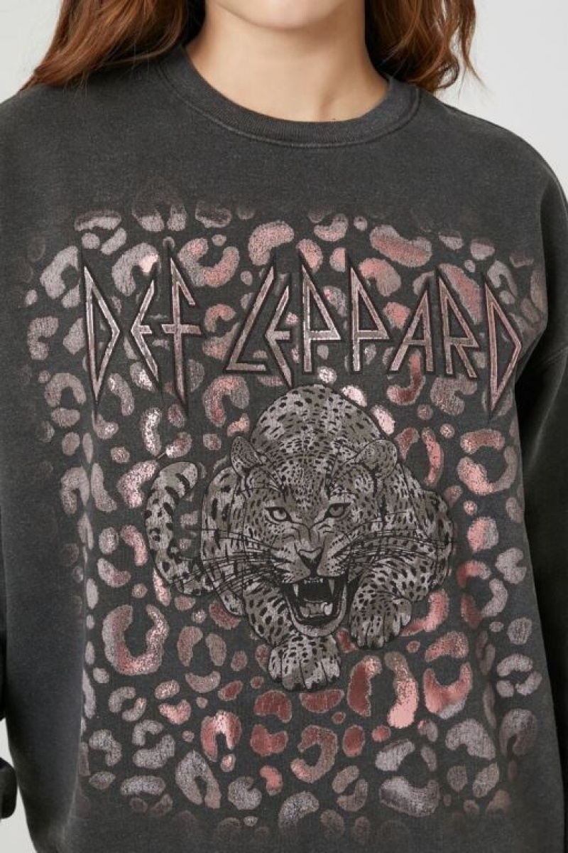 Pullover Forever 21 Def Leppard Estampadas Mujer Gris Multicolor | n3rW3Ntv99u