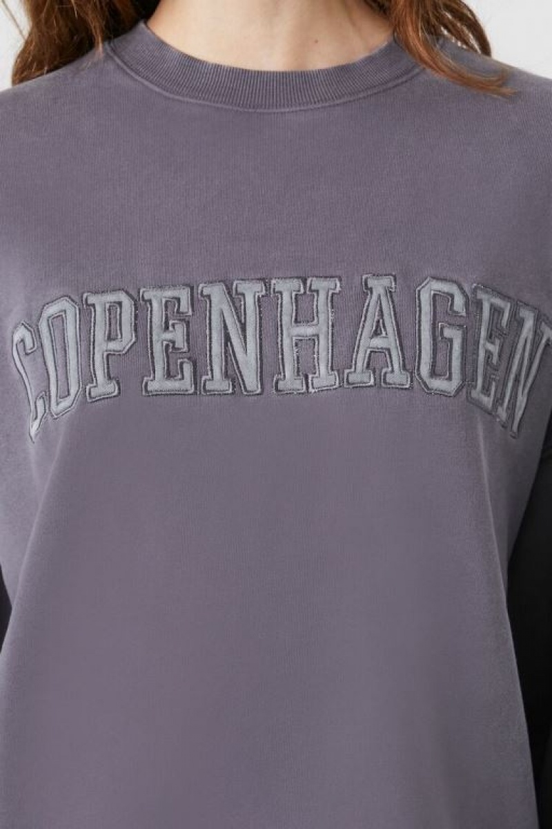 Pullover Forever 21 Embroidered Copenhagen Mujer Gris Multicolor | OstXgmNYlBX