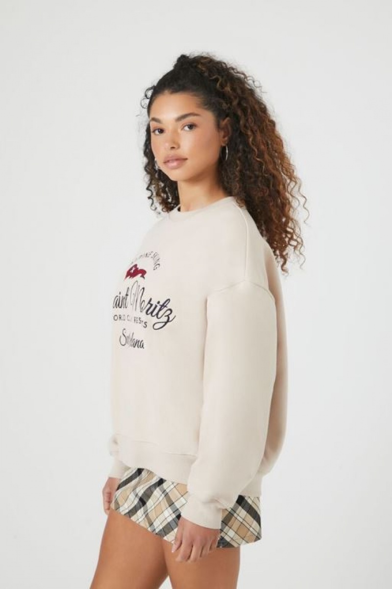 Pullover Forever 21 Embroidered Saint Moritz Mujer Beige Multicolor | tWp7Eiy1wuN