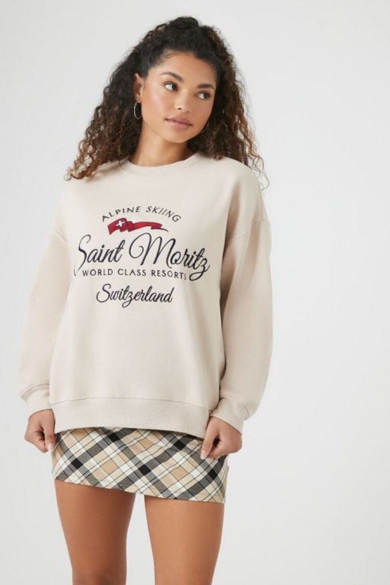 Pullover Forever 21 Embroidered Saint Moritz Mujer Beige Multicolor | tWp7Eiy1wuN