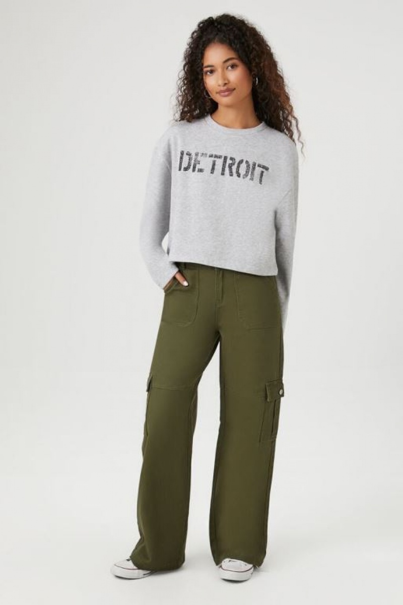 Pullover Forever 21 Faux Shearling Detroit Mujer Gris Multicolor | GBaWk421Ldr