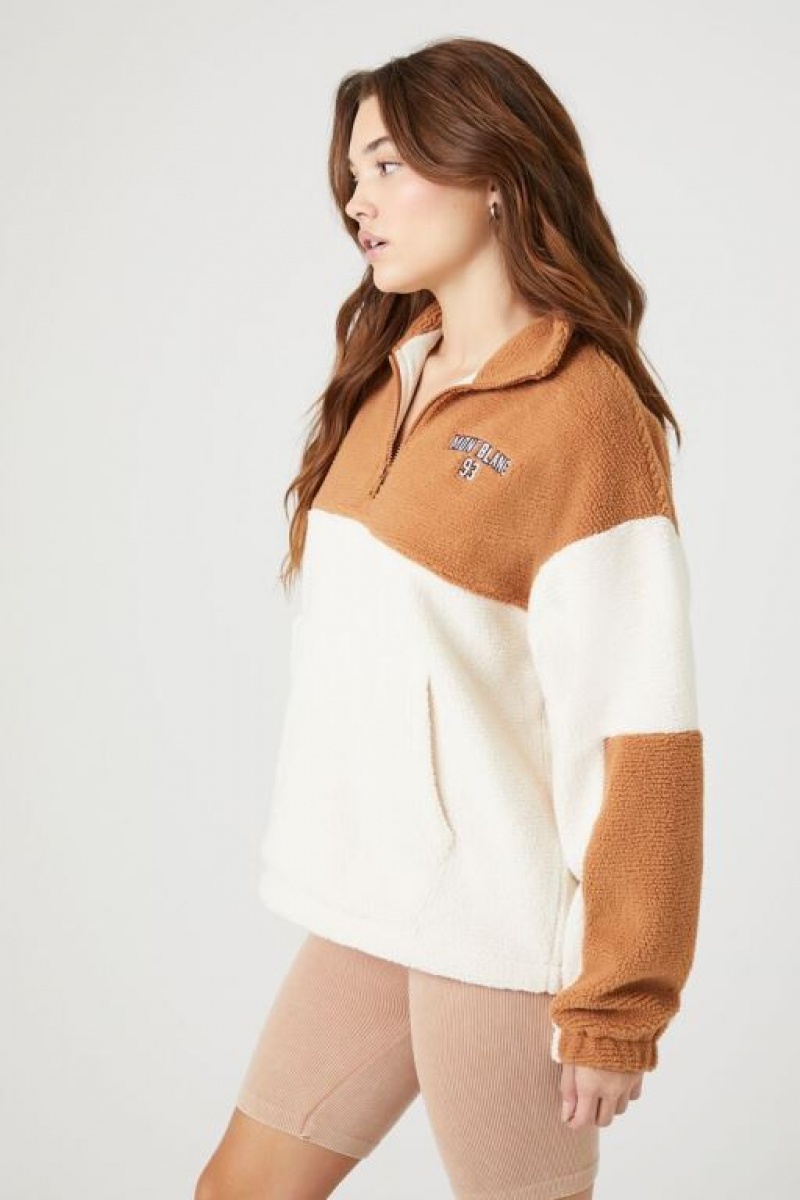 Pullover Forever 21 Faux Shearling Mont Blanc Mujer Marrones Multicolor | Gx4ejqmKin2