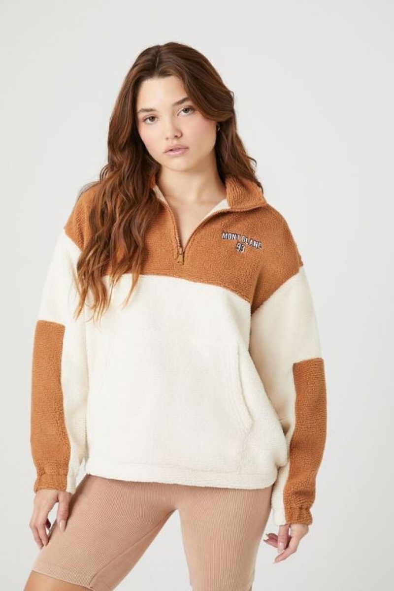 Pullover Forever 21 Faux Shearling Mont Blanc Mujer Marrones Multicolor | Gx4ejqmKin2