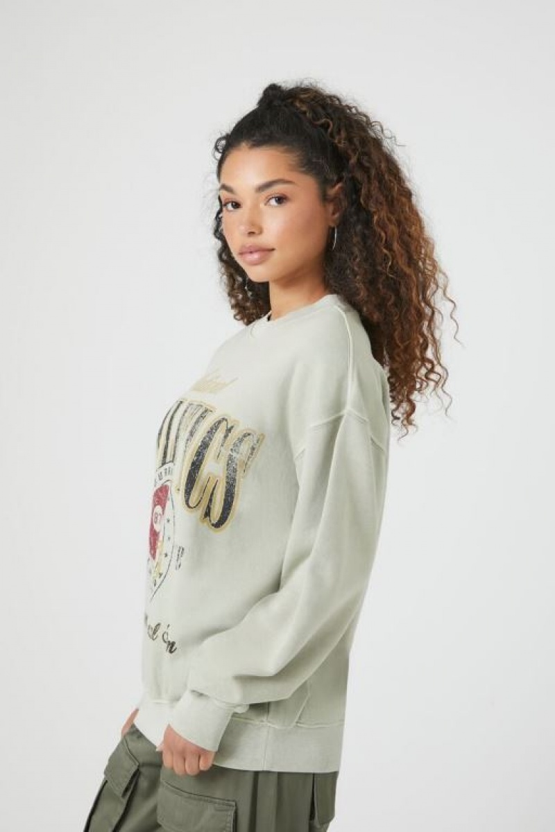 Pullover Forever 21 Fleece Athletics Estampadas Mujer Gris Claro Multicolor | OB2twNrCGgp