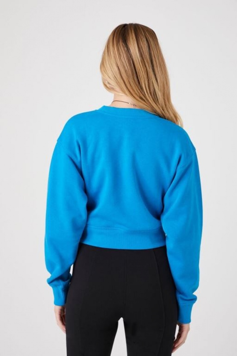 Pullover Forever 21 Fleece Crew Mujer Azules | E2OaAvIPcOD