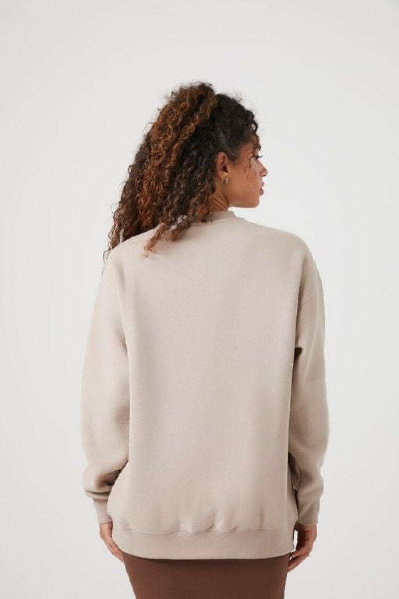 Pullover Forever 21 Fleece Crew Mujer Goat | B1z1QoaiR42