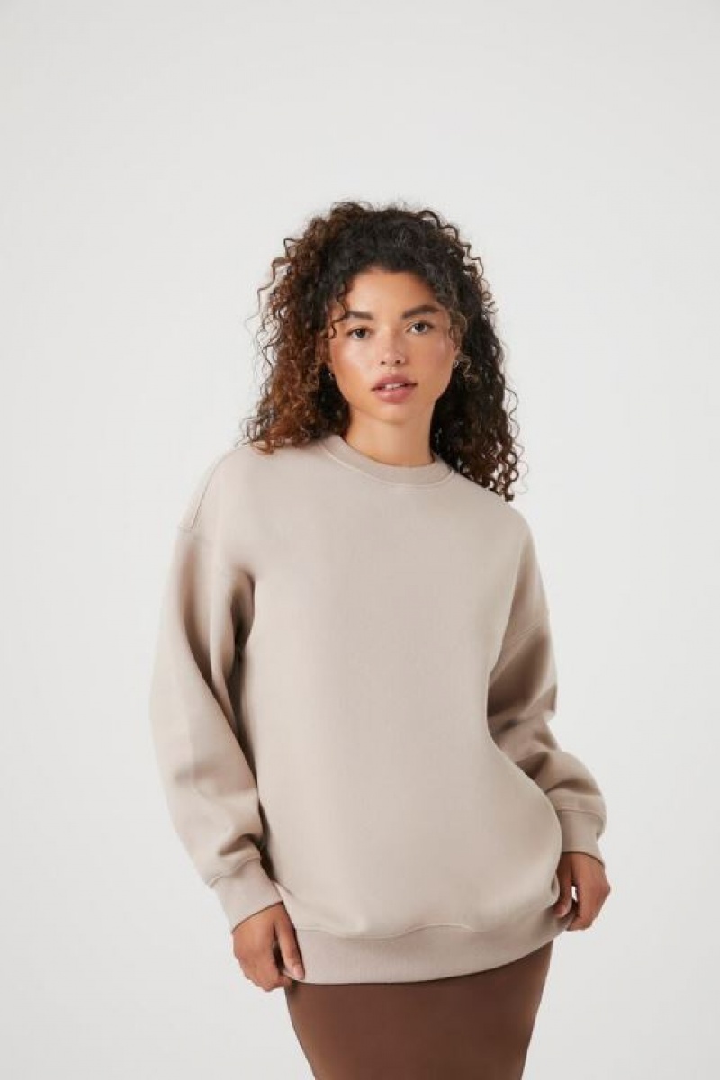 Pullover Forever 21 Fleece Crew Mujer Goat | B1z1QoaiR42