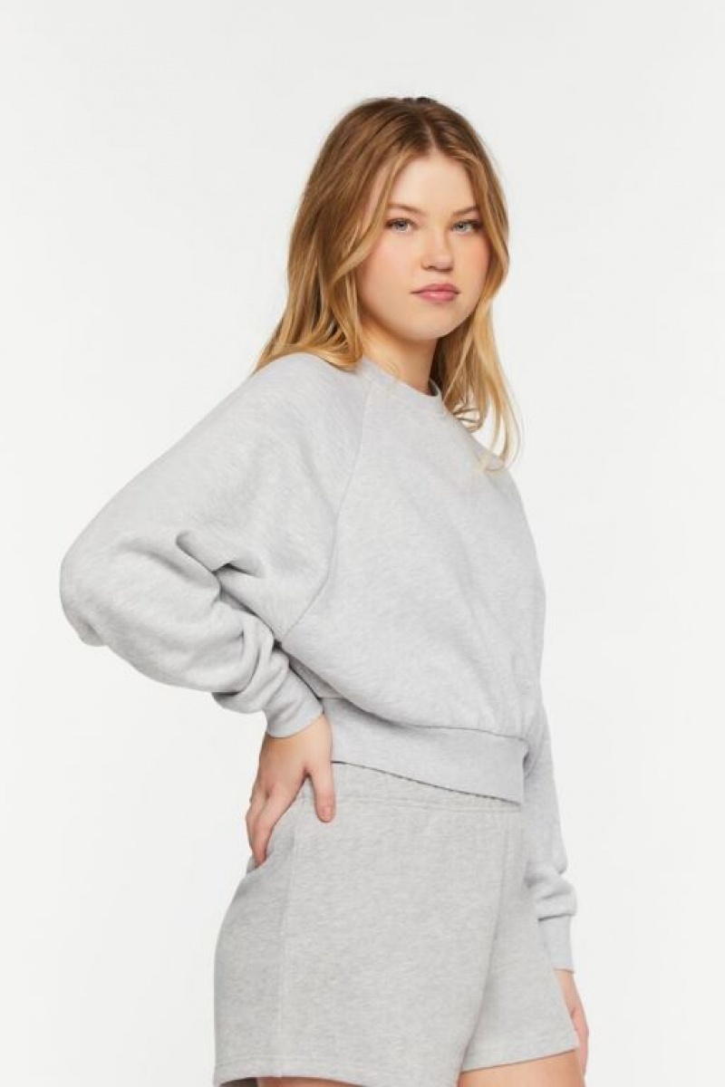 Pullover Forever 21 Fleece Crew Mujer Gris | YJi9mqTCVmi