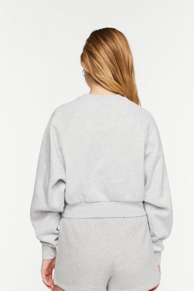 Pullover Forever 21 Fleece Crew Mujer Gris | YJi9mqTCVmi