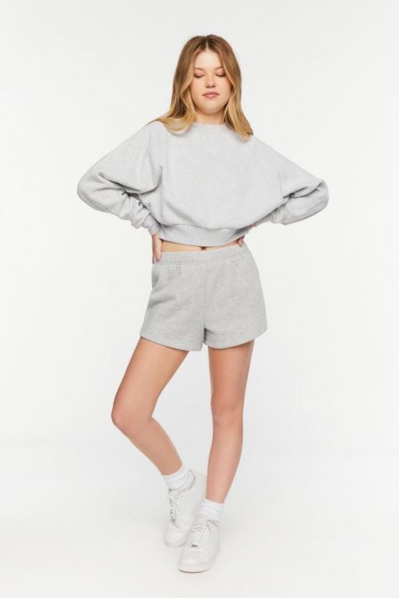 Pullover Forever 21 Fleece Crew Mujer Gris | YJi9mqTCVmi