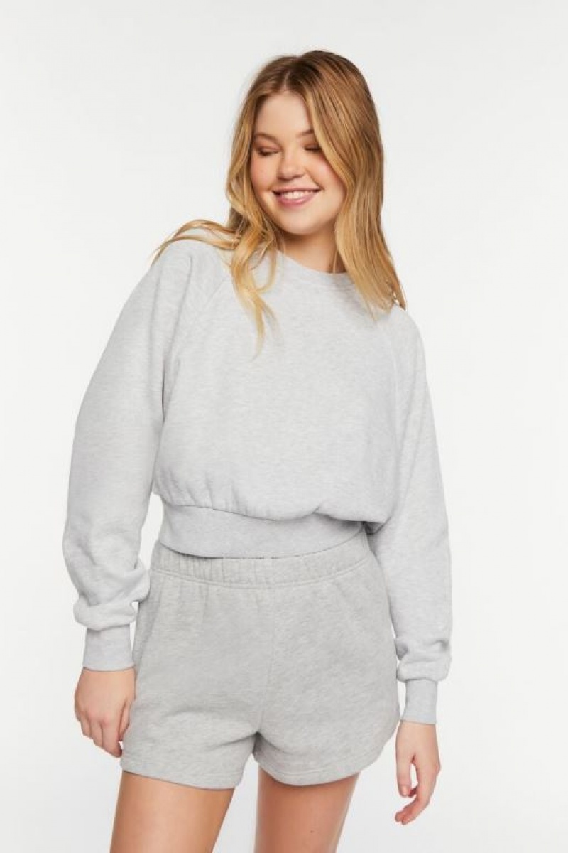 Pullover Forever 21 Fleece Crew Mujer Gris | YJi9mqTCVmi