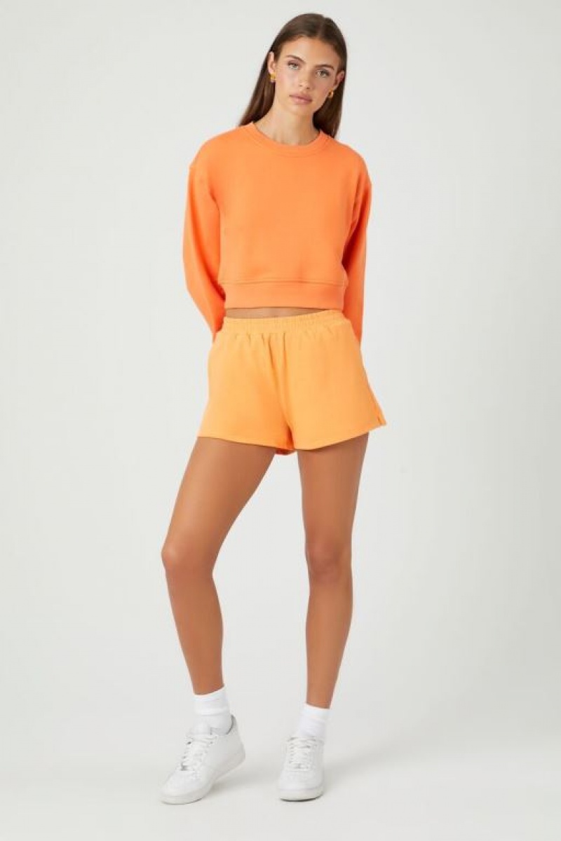 Pullover Forever 21 Fleece Crew Mujer Naranjas | I0pquP0fwxR