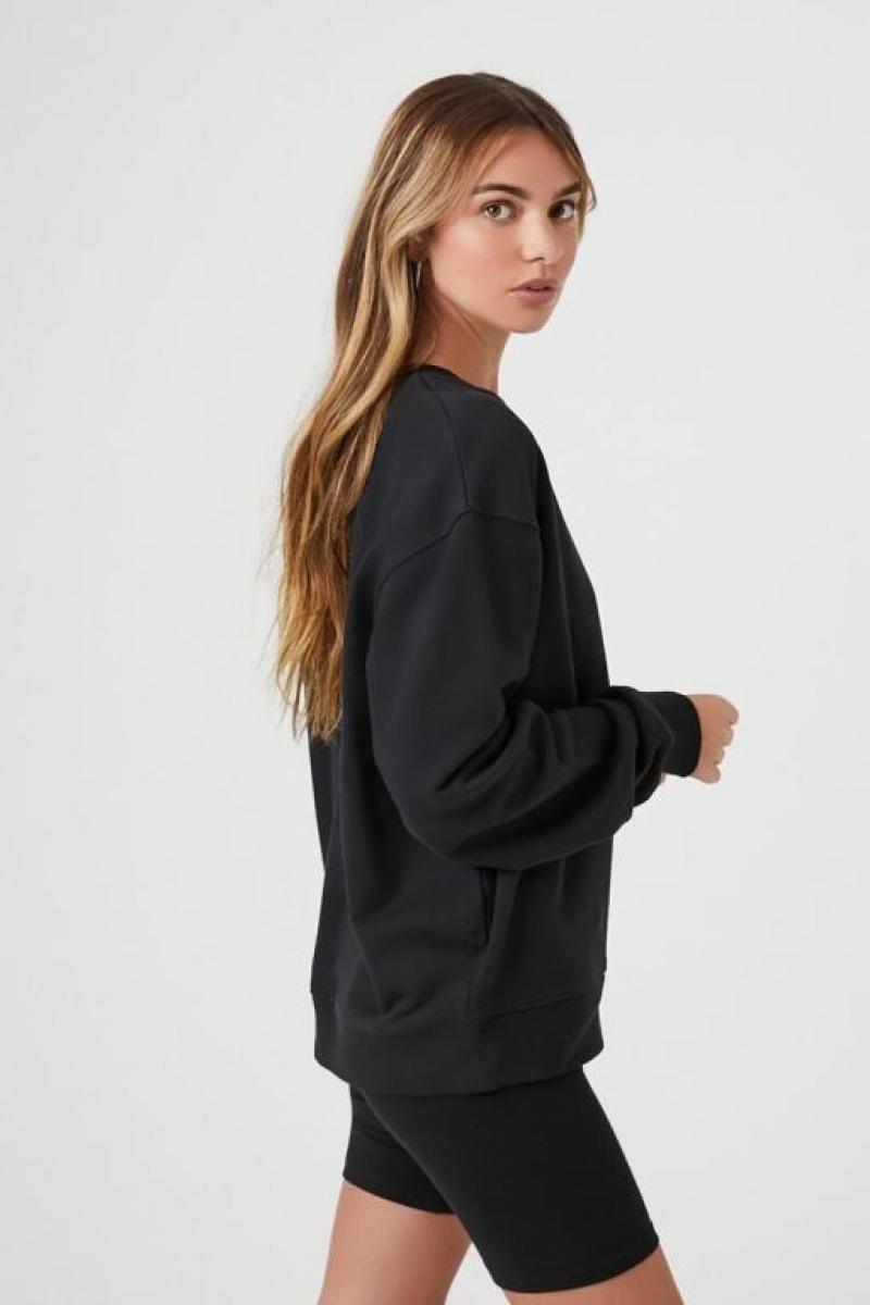 Pullover Forever 21 Fleece Crew Mujer Negras Multicolor | proSnWe1OG9