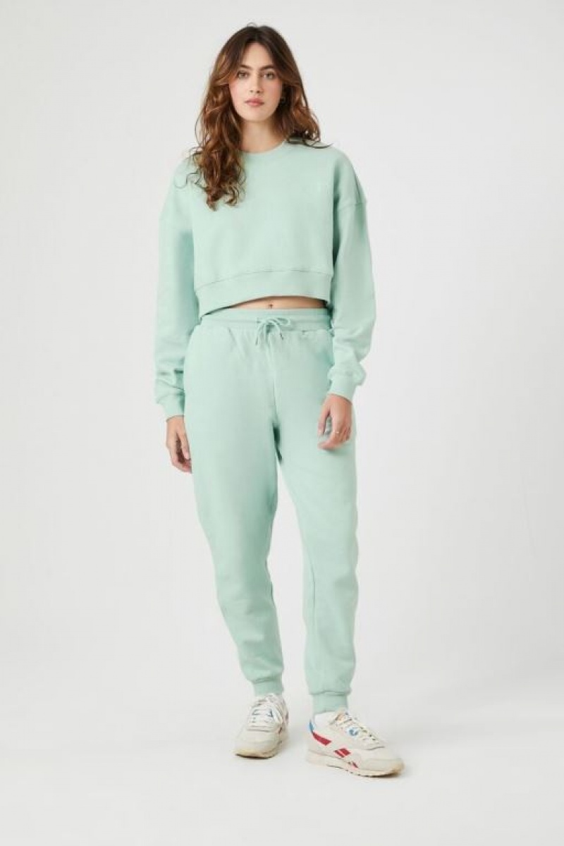 Pullover Forever 21 Fleece Crew Neck Mujer Seafoam | h63FRrfkr3b