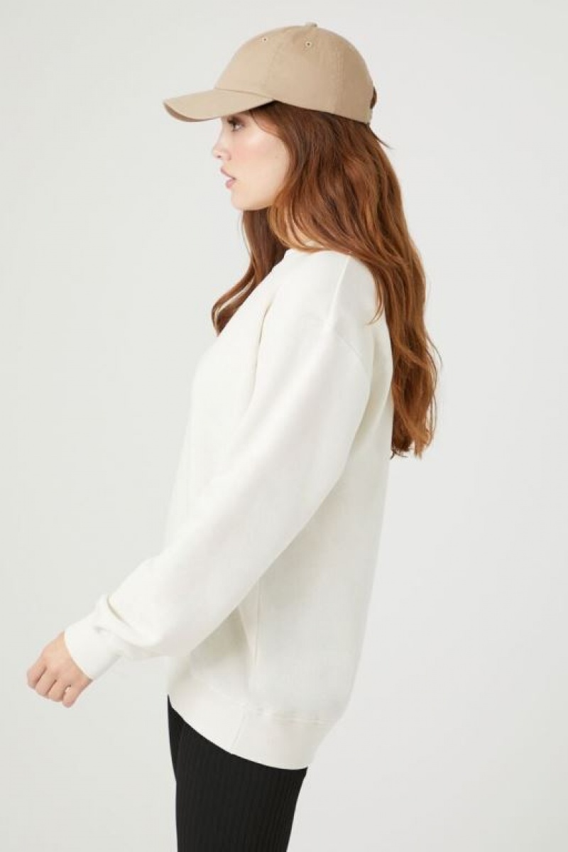 Pullover Forever 21 Fleece Drop Sleeve Mujer Cappuccino | EJ9byeFKJow