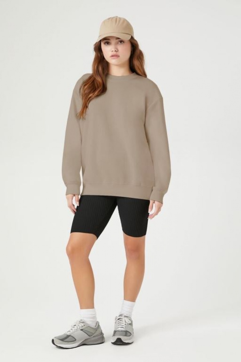 Pullover Forever 21 Fleece Drop Sleeve Mujer Marrones Claro | j53rQx2qYRN