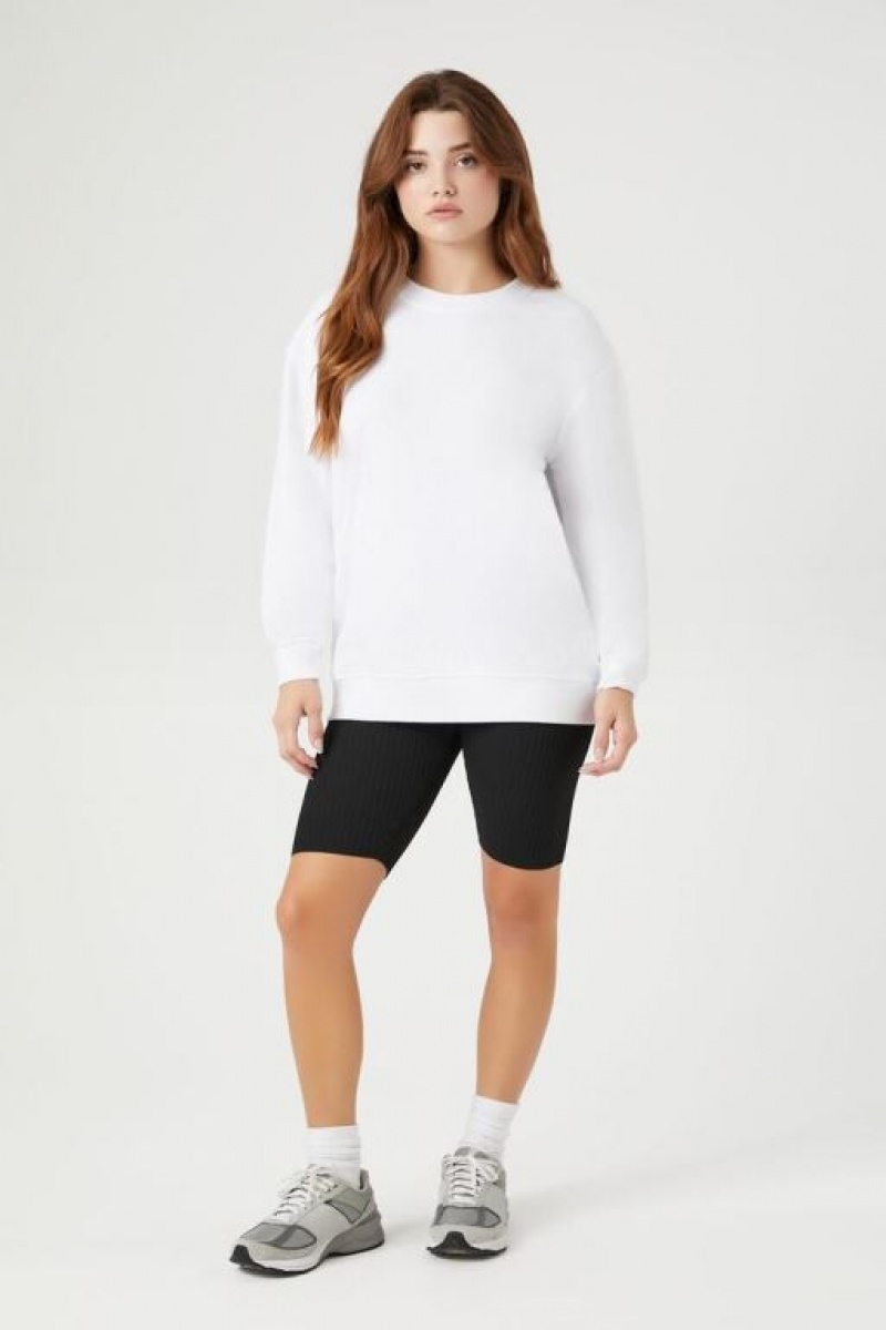 Pullover Forever 21 Fleece Drop Sleeve Mujer Blancas | xN22IyP0OHZ