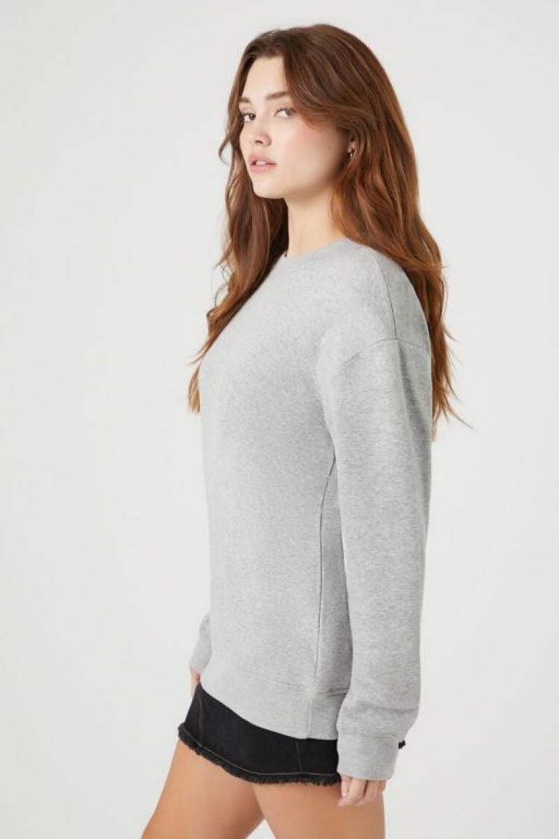 Pullover Forever 21 Fleece Drop Sleeve Mujer Gris | eqOy9PitPMI