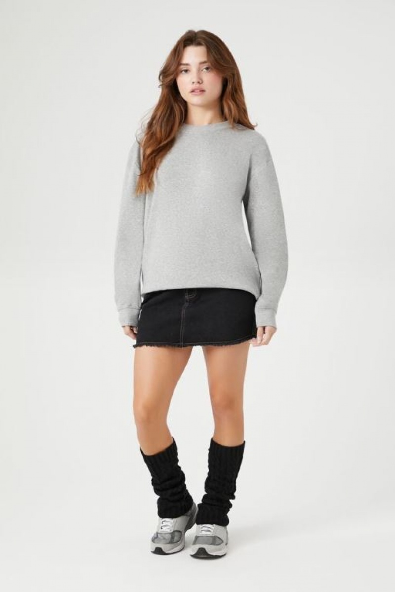 Pullover Forever 21 Fleece Drop Sleeve Mujer Gris | eqOy9PitPMI