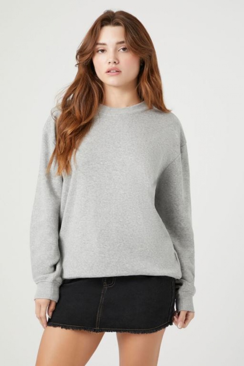 Pullover Forever 21 Fleece Drop Sleeve Mujer Gris | eqOy9PitPMI