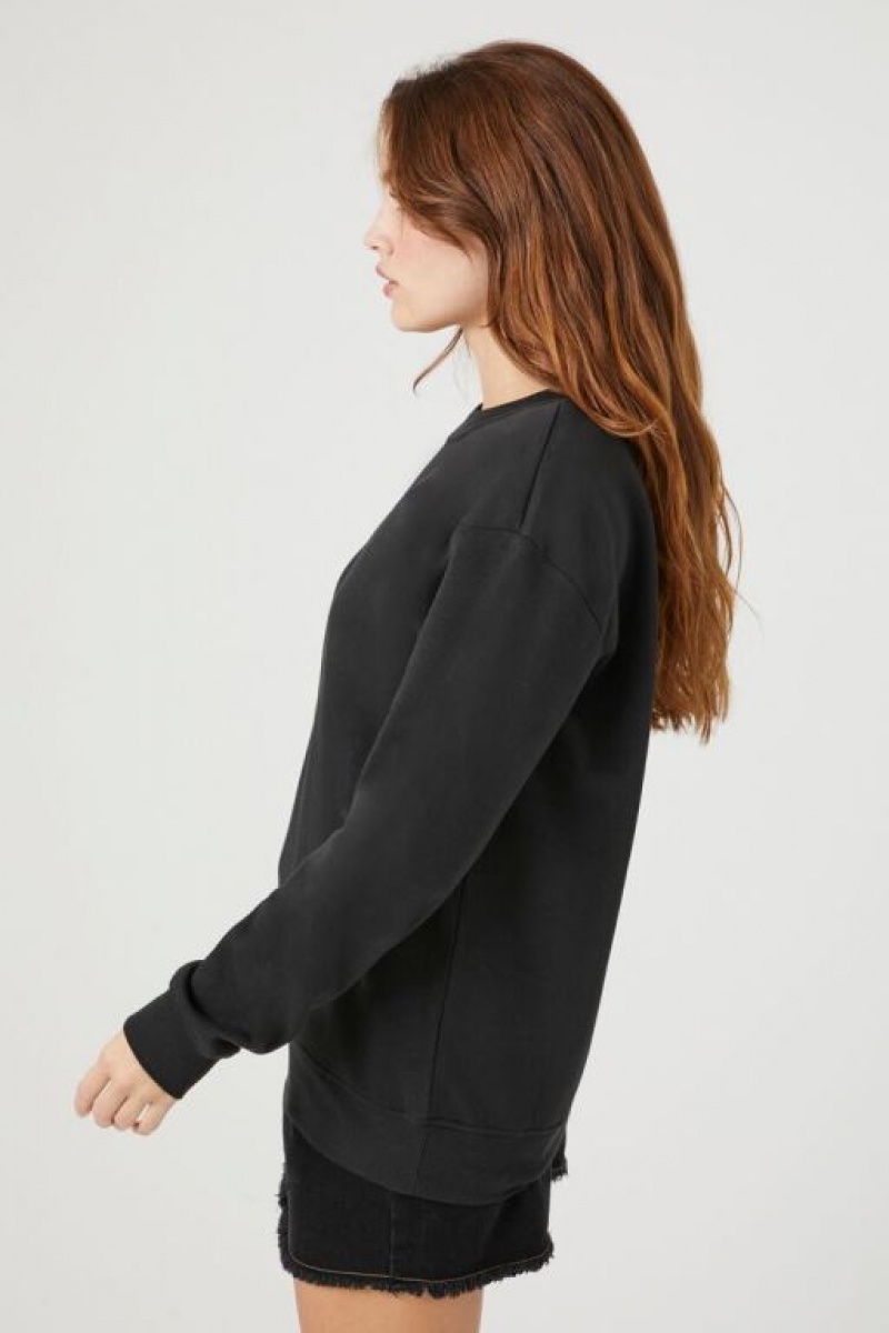 Pullover Forever 21 Fleece Drop Sleeve Mujer Negras | IBqwuMJHYSa