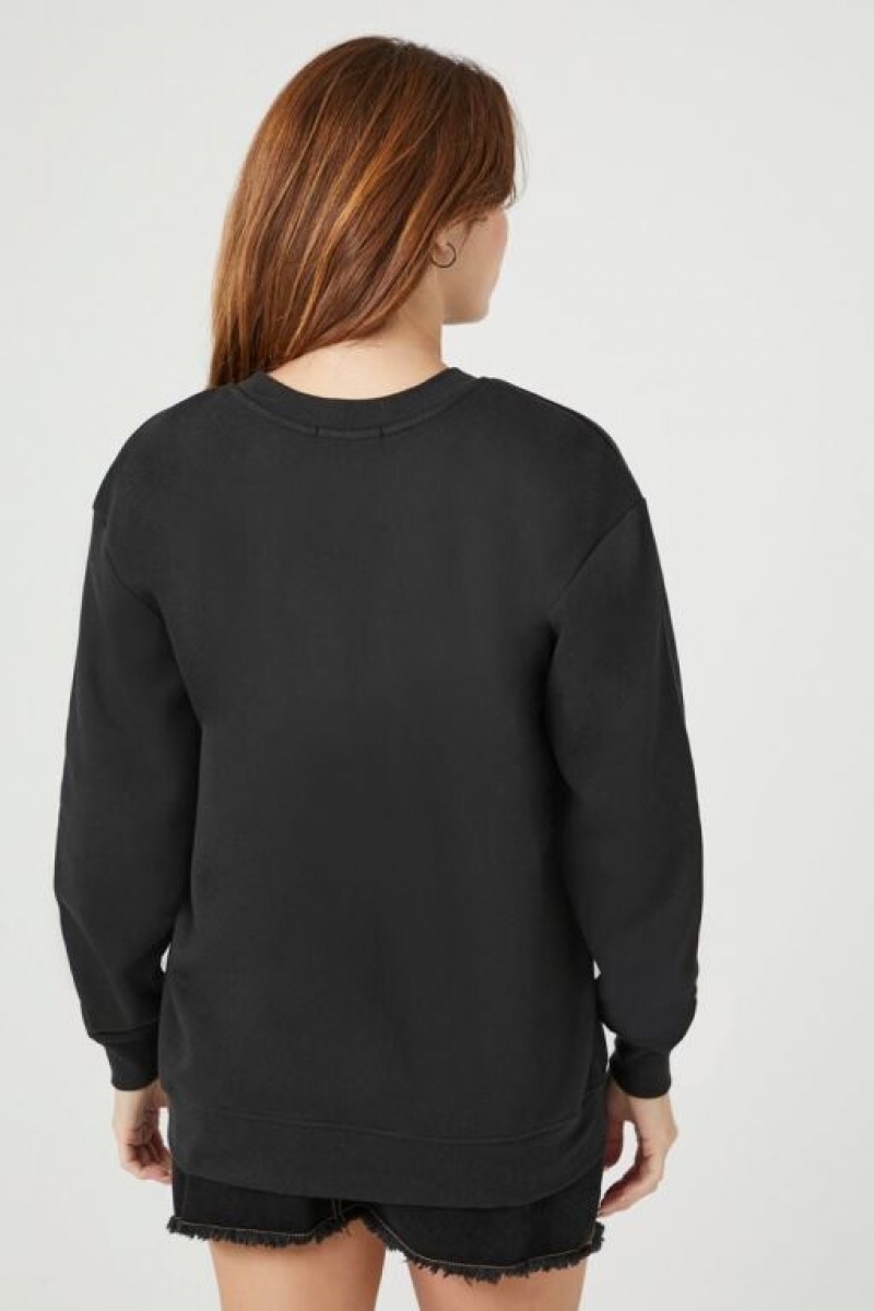 Pullover Forever 21 Fleece Drop Sleeve Mujer Negras | IBqwuMJHYSa