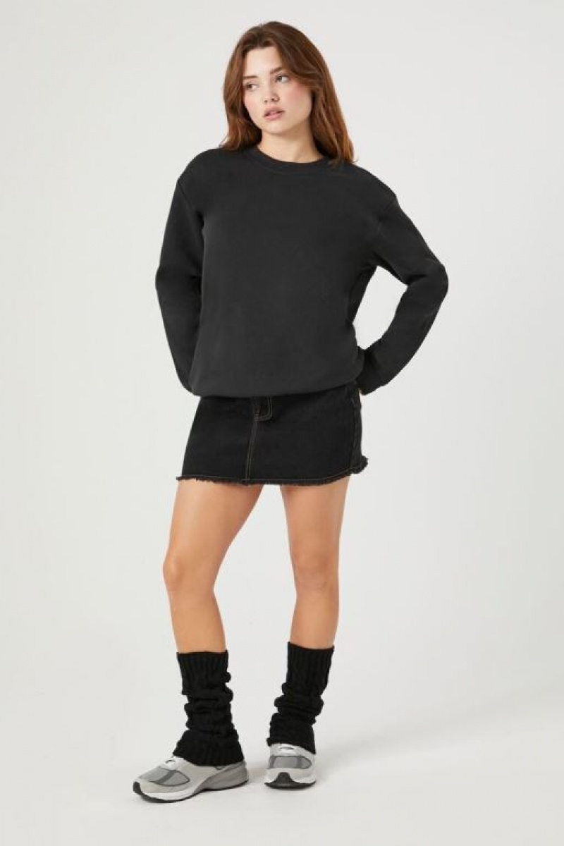 Pullover Forever 21 Fleece Drop Sleeve Mujer Negras | IBqwuMJHYSa