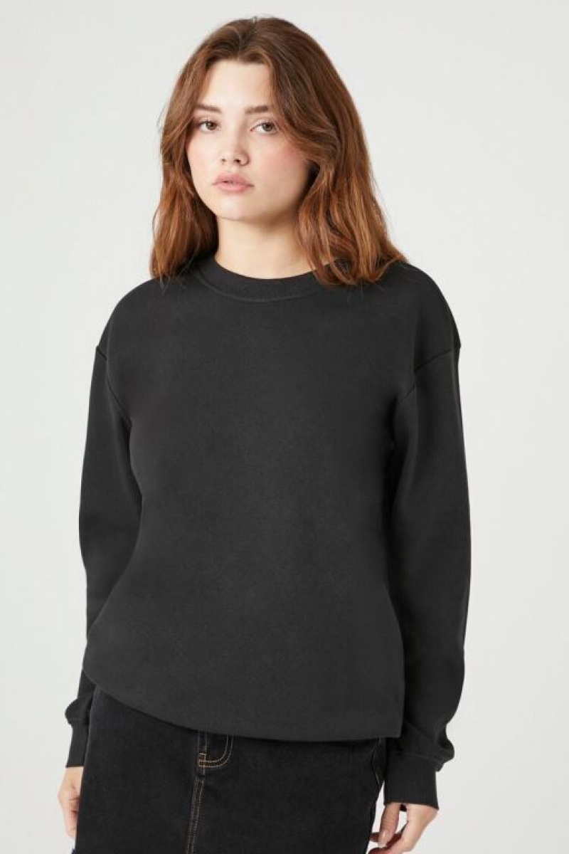 Pullover Forever 21 Fleece Drop Sleeve Mujer Negras | IBqwuMJHYSa