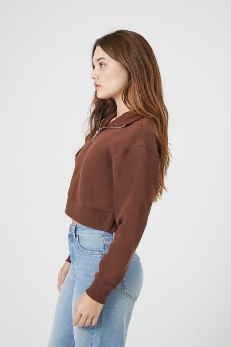 Pullover Forever 21 Fleece Half Zip Mujer Chocolate | jWNXrlIu5W3