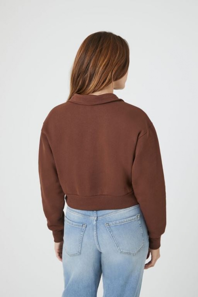 Pullover Forever 21 Fleece Half Zip Mujer Chocolate | jWNXrlIu5W3