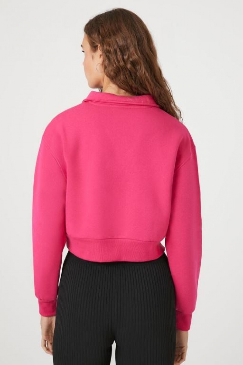 Pullover Forever 21 Fleece Half Zip Mujer Hibiscus | EacYMEHLUhi