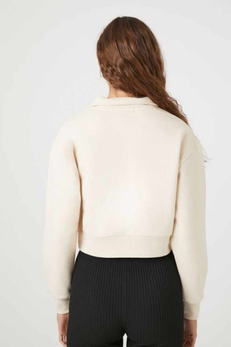 Pullover Forever 21 Fleece Half Zip Mujer Creme | JsoFgamdApa