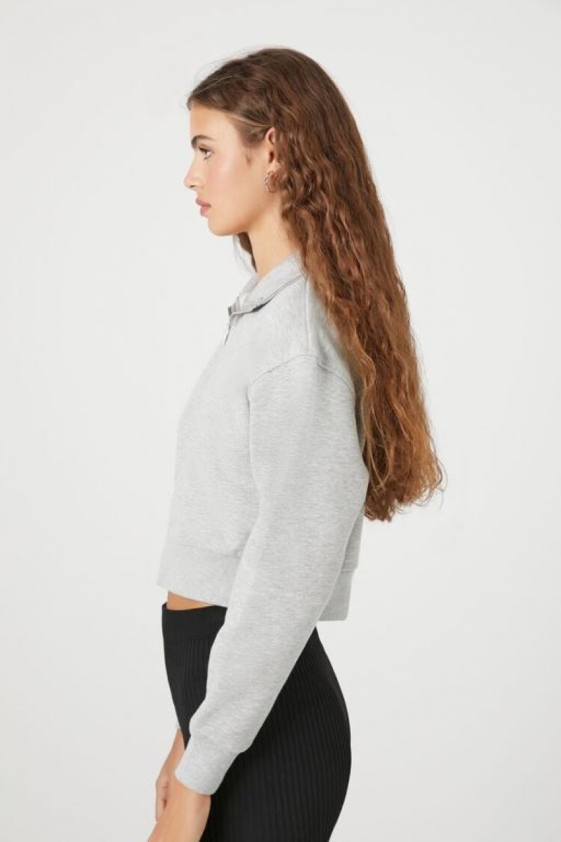 Pullover Forever 21 Fleece Half Zip Mujer Gris | 1YfzIlz5vnV