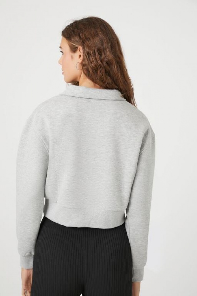 Pullover Forever 21 Fleece Half Zip Mujer Gris | 1YfzIlz5vnV