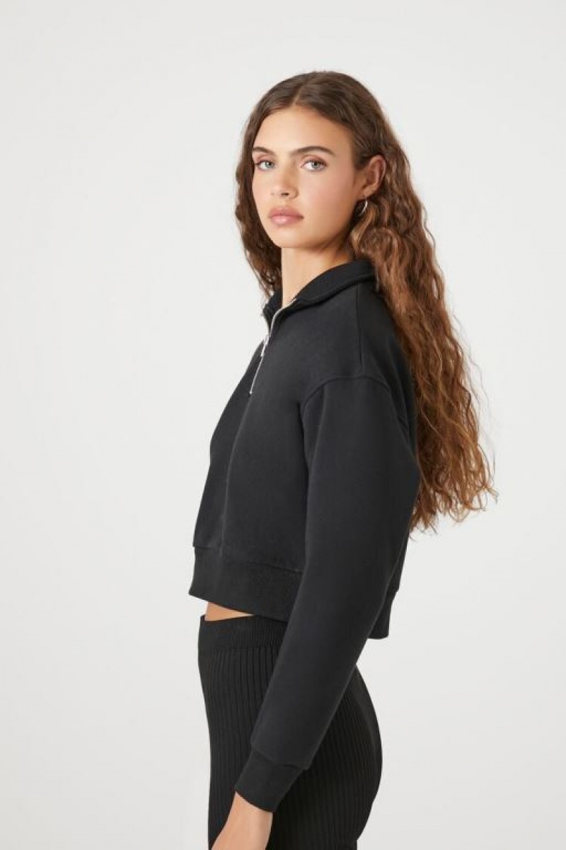 Pullover Forever 21 Fleece Half Zip Mujer Negras | Iver4lAn6gM