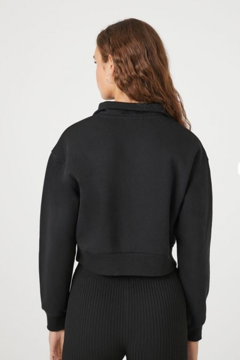 Pullover Forever 21 Fleece Half Zip Mujer Negras | Iver4lAn6gM