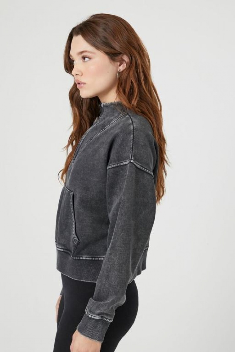 Pullover Forever 21 Fleece Half Zip Mujer Negras | rb4akCJazEt