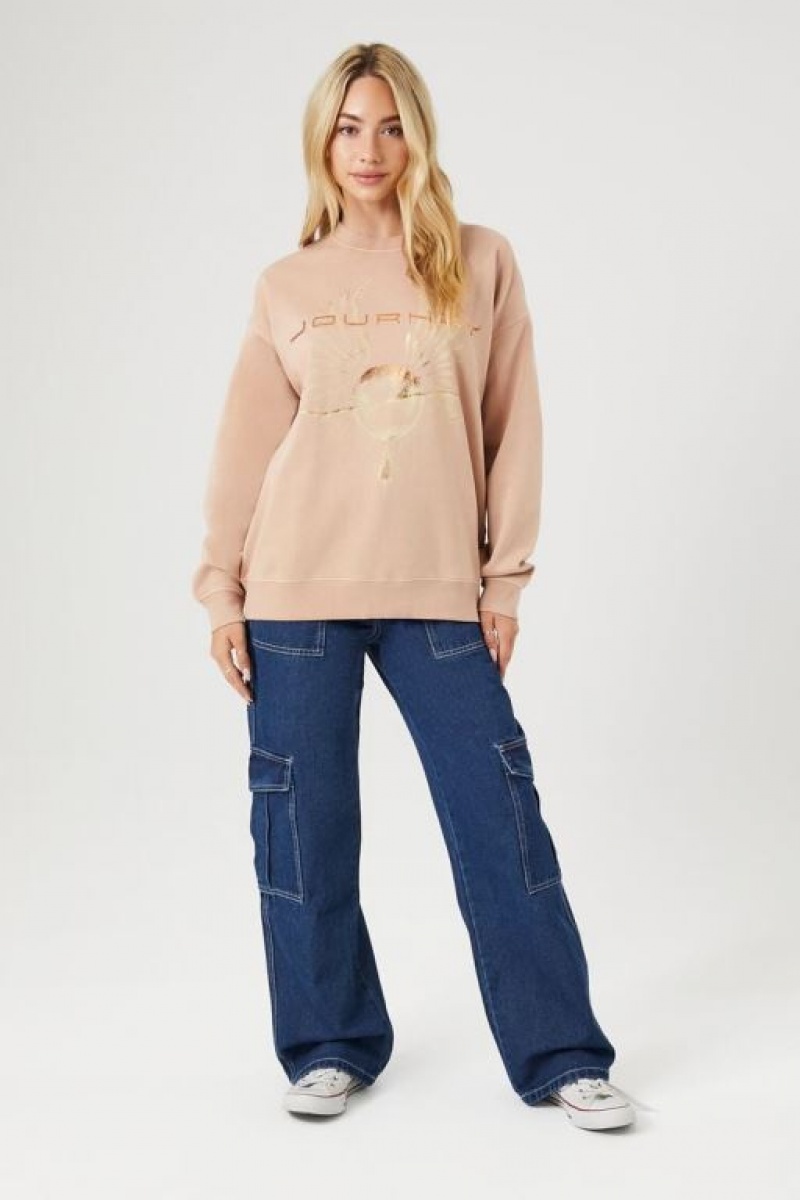 Pullover Forever 21 Fleece Journey Estampadas Mujer Rosas Multicolor | Ko2nJvQnJoy