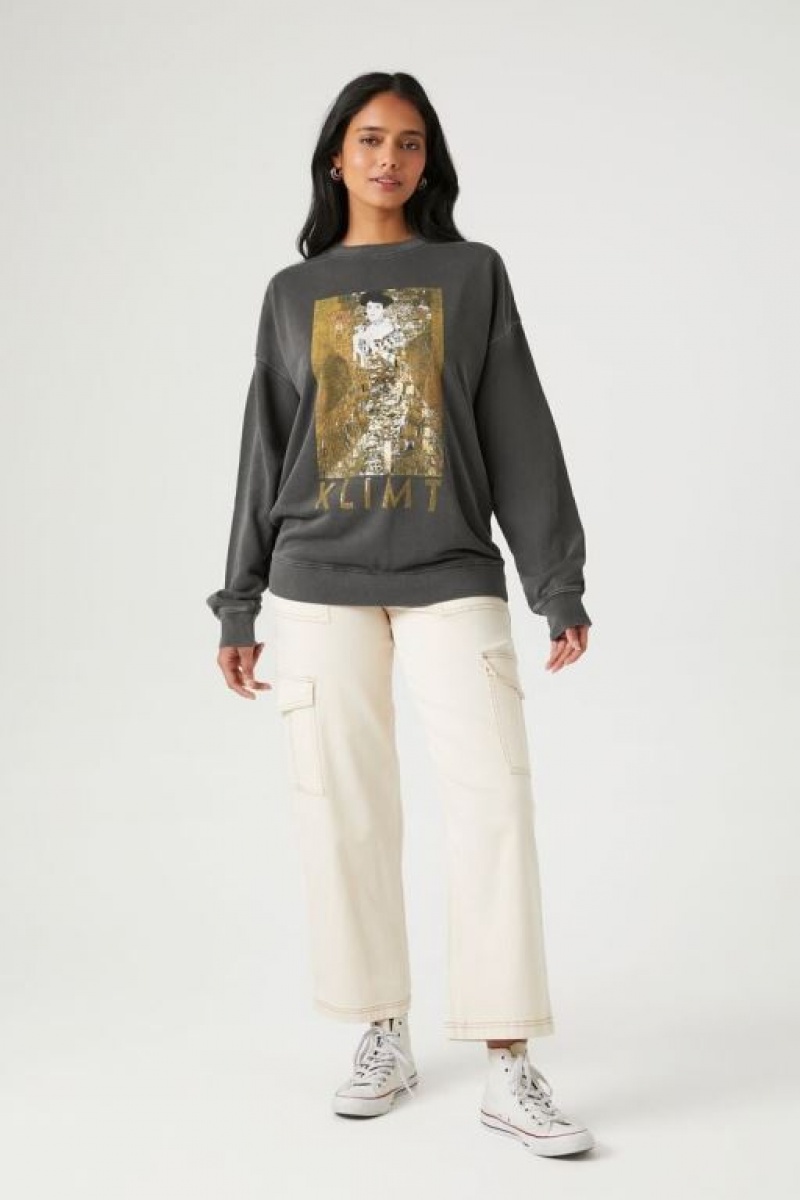 Pullover Forever 21 Fleece Klimt Estampadas Mujer Gris Multicolor | XvYlM6Nhmoh