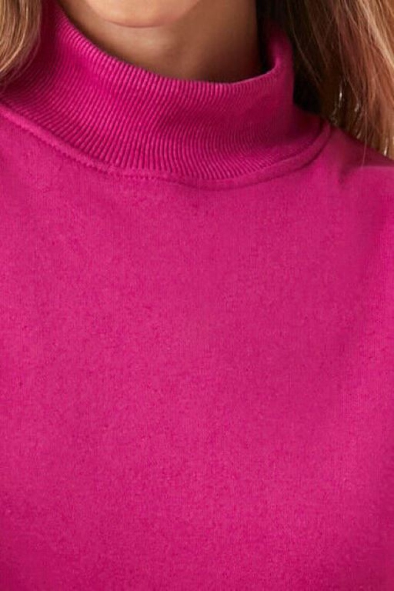 Pullover Forever 21 Fleece Mock Neck Mujer Fucsia | 1jKx57HlKua