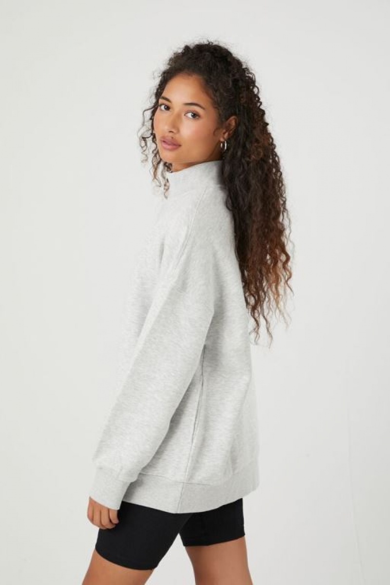 Pullover Forever 21 Fleece Mock Neck Mujer Gris | oKDGoylelvN