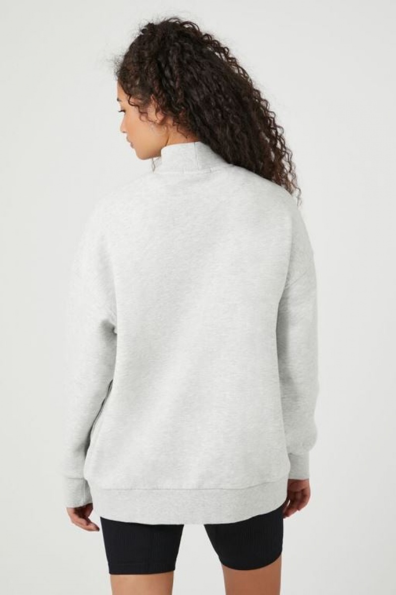 Pullover Forever 21 Fleece Mock Neck Mujer Gris | oKDGoylelvN