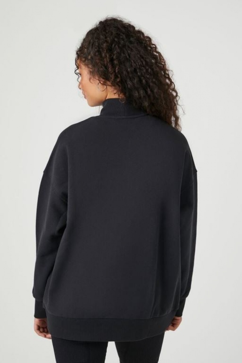 Pullover Forever 21 Fleece Mock Neck Mujer Negras | Idm4aU0qSTH