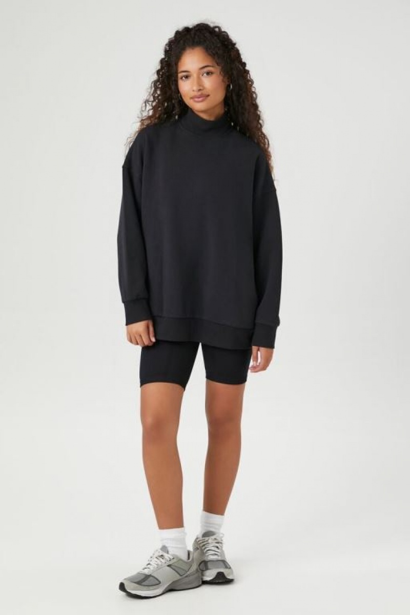 Pullover Forever 21 Fleece Mock Neck Mujer Negras | Idm4aU0qSTH