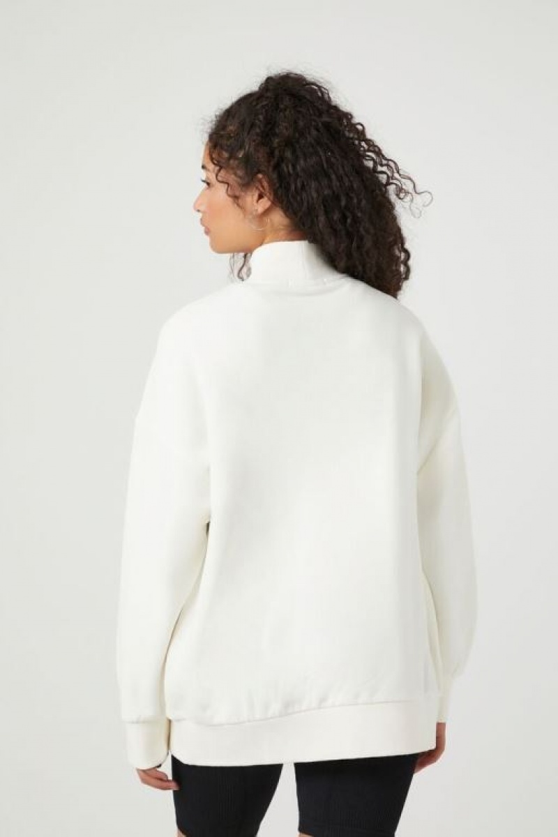 Pullover Forever 21 Fleece Mock Neck Mujer Blancas | S9DaX21Zd1Z