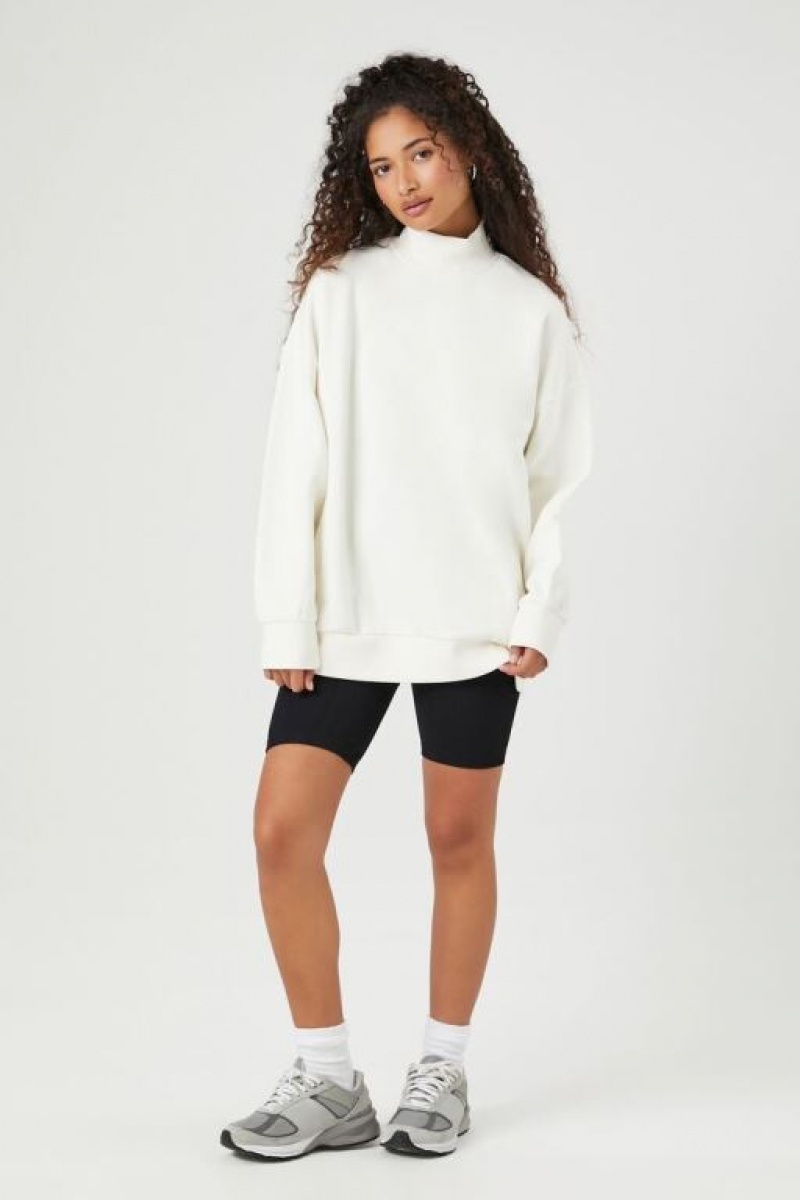 Pullover Forever 21 Fleece Mock Neck Mujer Blancas | S9DaX21Zd1Z